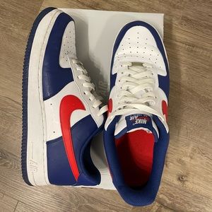 Nike Air Force 1s. Size 10.5. Red white and blue. Great condition in box.